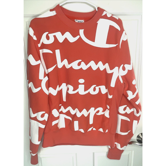 Champion Other - Champion Men's Reverse Weave Sweatshirt Sz M All Over Print Logo Streetwear